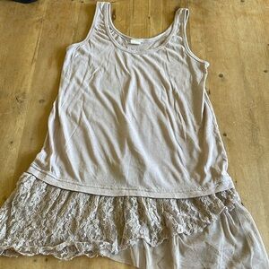 Wild Pearl Lace Hem Tank SMALL